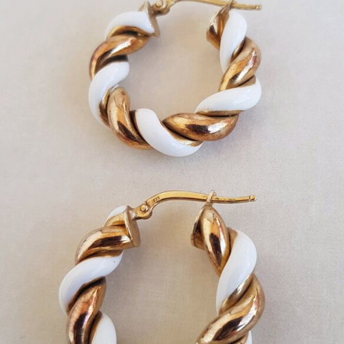 Silver 925 hoop earrings used with enamel, gold plated