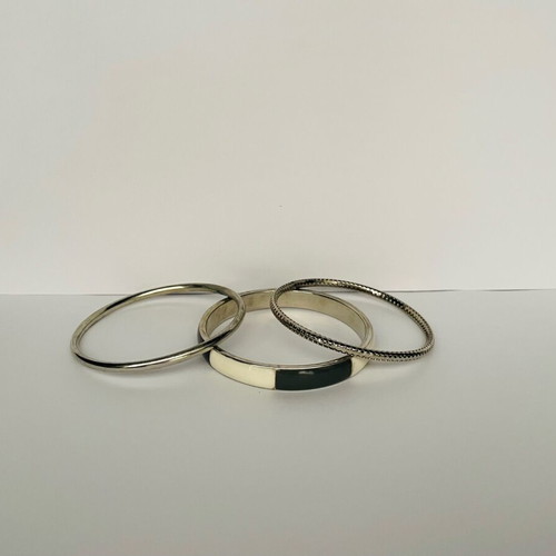 Zara set of 3 thin hard bracelets slightly used, silver and multicolor