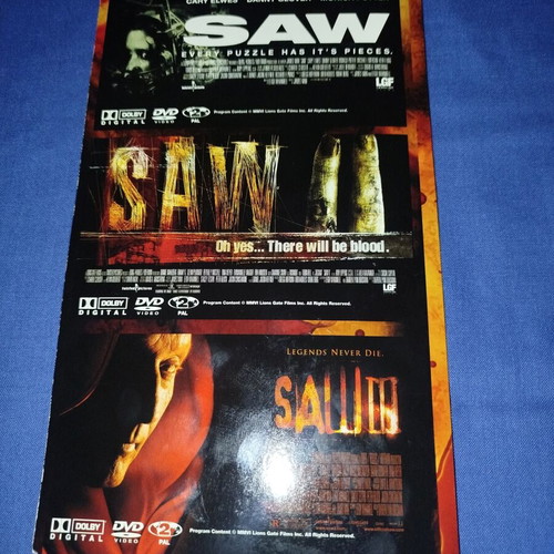 Saw Trilogy DVD set, psychological thriller, Greek subtitles
