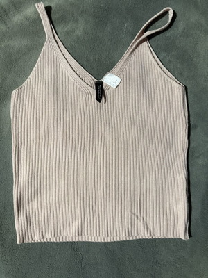 Ribbed crop top H&M used, beige pink soft, size S