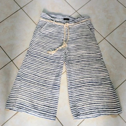Fracomina Navy Striped Zip Culotte Cropped Low Waisted Size S New