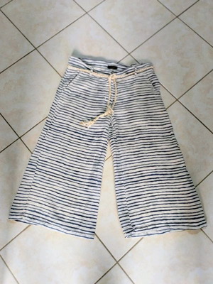 Fracomina Navy Striped Zip Culotte Cropped Low Waisted Size S New