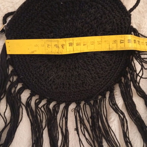 Women's crochet bag with fringes like new, black