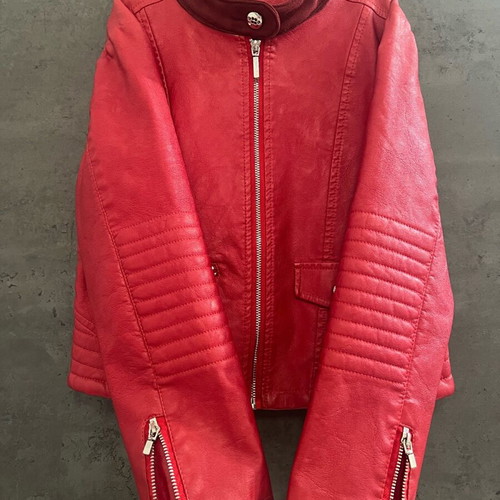 Mayoral girls' red leather jacket like new, size 8-9