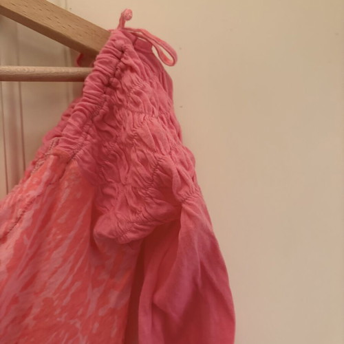 Custo Barcelona pink long-sleeve blouse with smocked shoulders
