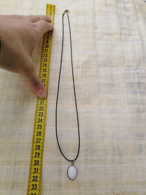Handmade pendant with white nephrite and steel cabochon