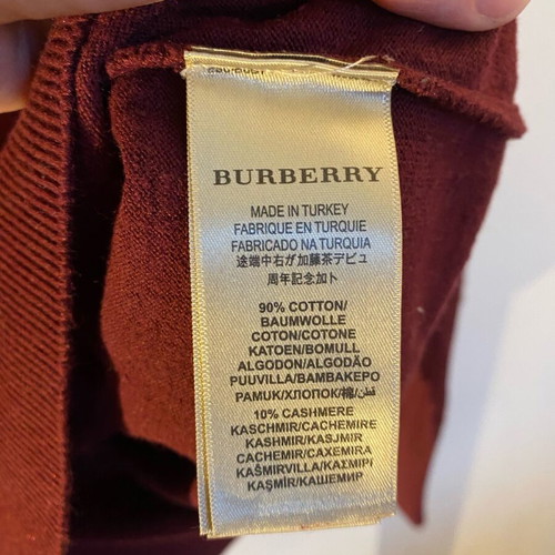 Burberry Brit cotton sweater with 10% cashmere like new, size S, burgundy