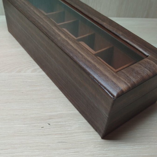 Watch storage case new, brown with 6 compartments