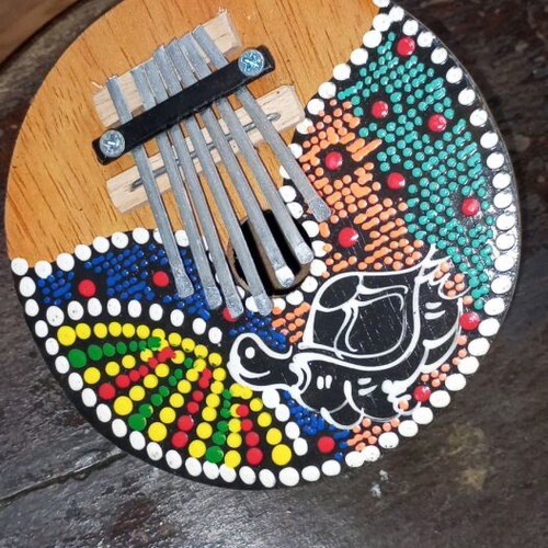 Handmade Kalimba (Thumb Piano) made from coconut shell - Ethnic design