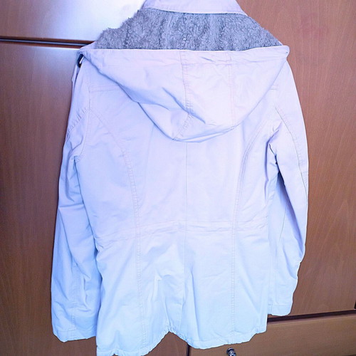 Winter jacket size 36 used, powder pink with brown stains