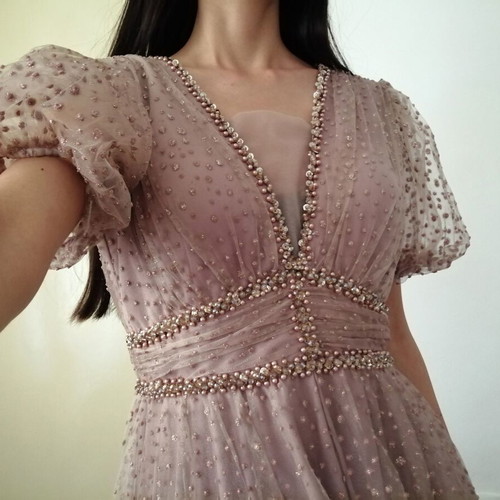 Jaluzzz Abiye long luxury formal pink evening dress size L