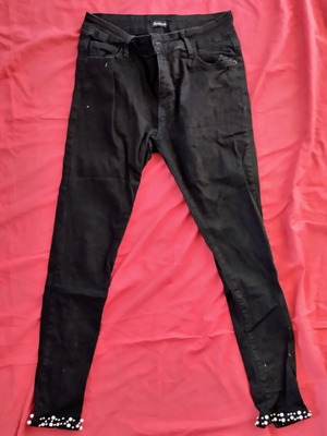 Women's denim pants used, slim fit, black, size L