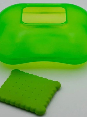 Vintage Alessi Mary Biscuit Cookie Box neon green, new