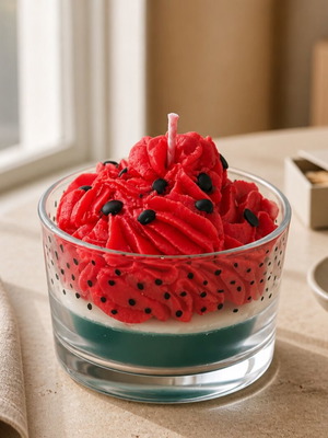 Handmade soy wax candle with watermelon scent