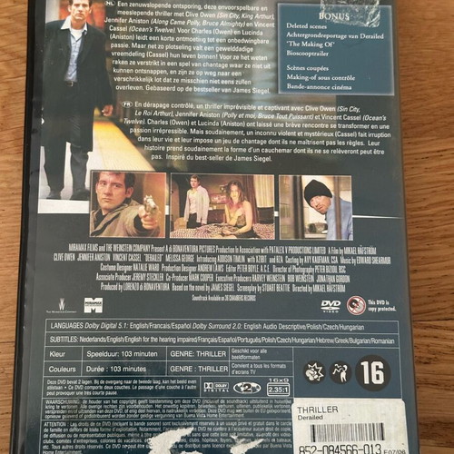 Derailed DVD used, crime thriller with Greek subtitles
