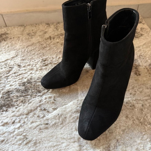 Exe black suede ankle boots used, size 36, 10 cm heel