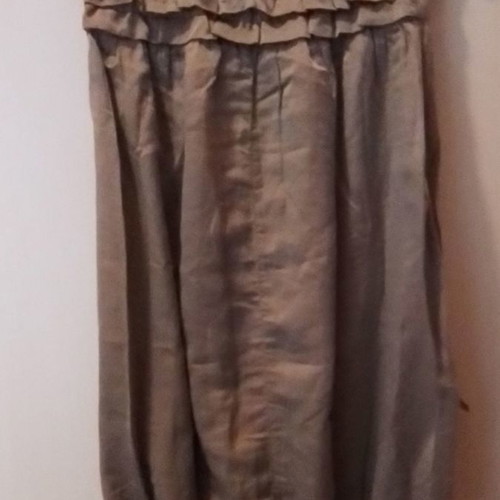 Madlen Strapless Summer Dress Size Small Gold Satin