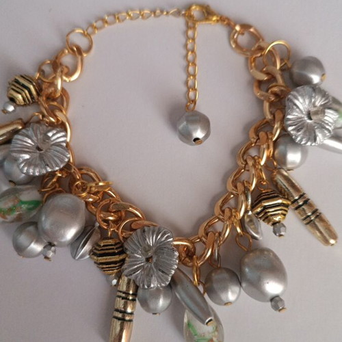 Bracelet silver and gold with charms new