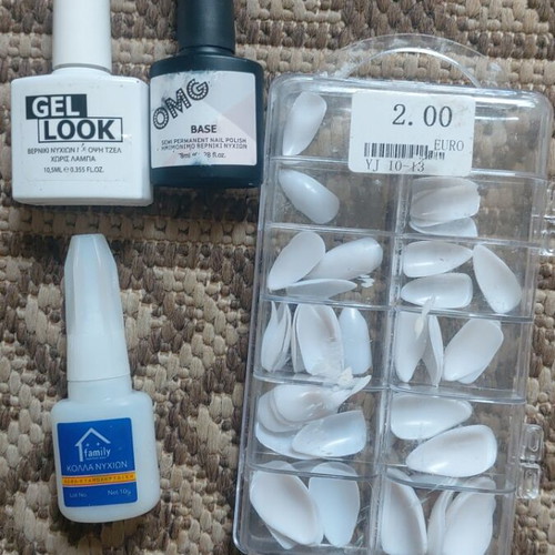 Nail care set used with polish and glue