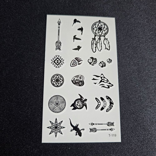 Tattoo set T-119 new, pack of 15 small designs