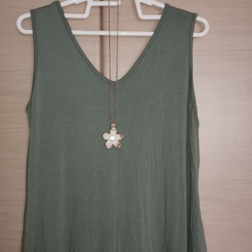 Olósomi φόρμα olive new with pockets and floral necklace gift