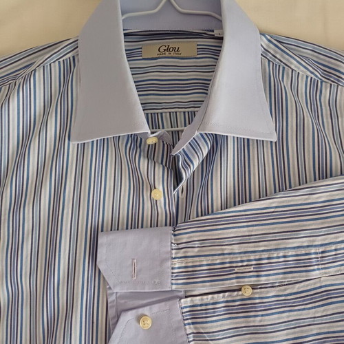 Striped shirt like new, size L, with contrasting collar and cuffs
