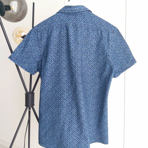Celio jean shirt blue, short sleeve, size large, like new