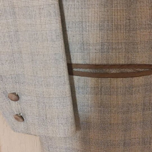 Vintage jacket with leather details in grey beige, size XL, like new