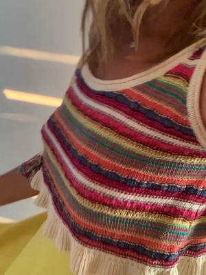 Zara knitted top with cords and yellow high-waist skirt like new set