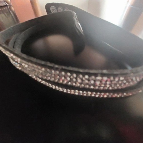 Tsoker necklace black velvet triple with strass like new