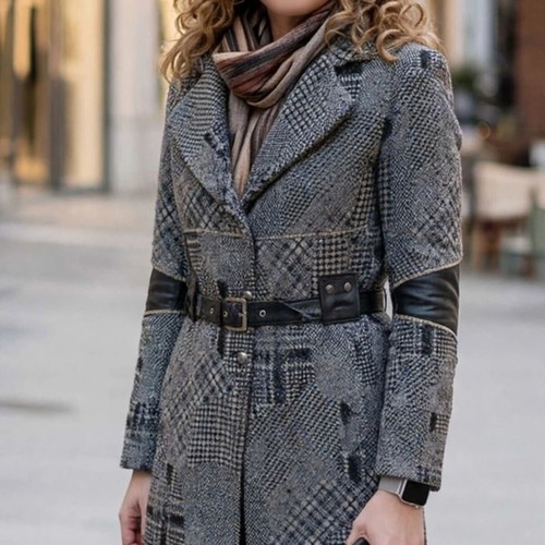 Vintage Anna Biagini women's coat made in Italy, like new, gray patchwork