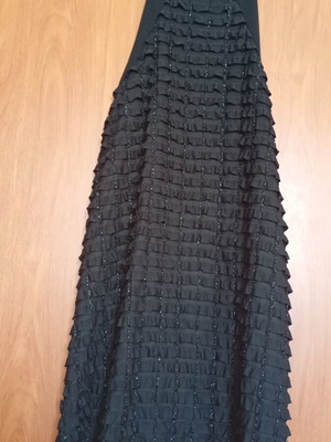 Black mini evening dress like new with vertical embroidery