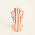Striped ceramic vase orange new