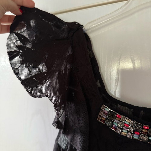 Semi-transparent dress used, black with stones, size M