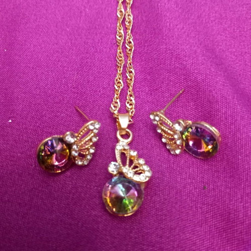 Jewelry set with multicolored stone and butterfly new