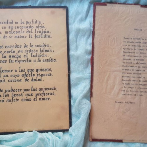 Three original poems used, mystery literary archive in French, Spanish, Italian