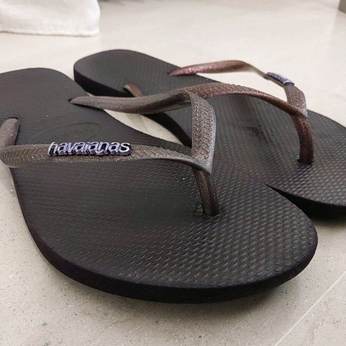 Havaianas Slim purple glitter flip flops like new size 41