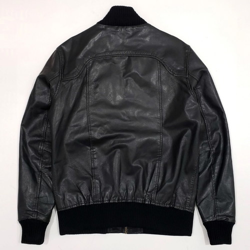Jack & Jones men's leather bomber jacket like new, size M, black