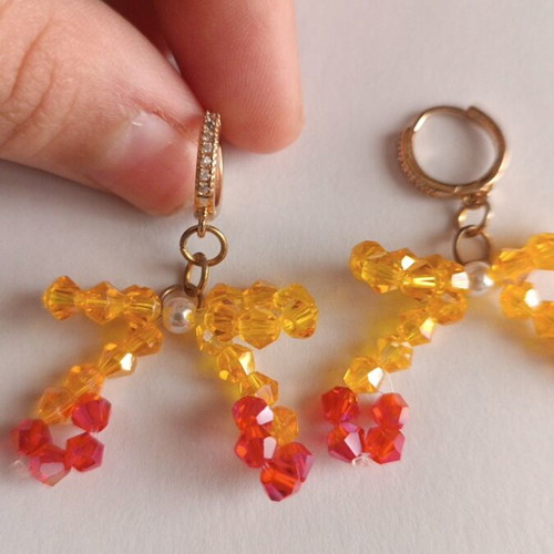 Handmade cherry earrings with gold clasp and rhinestones new
