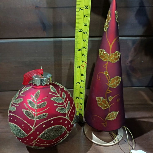 Vintage glass Christmas decoration set of two new