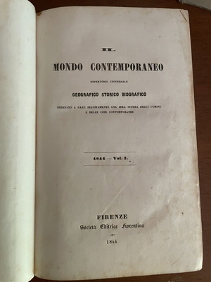 Il Mondo Contemporaneo six-volume set used, Italian edition 1843-1844