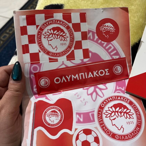 Olympiacos set like new with flags, keychain, stickers and poster