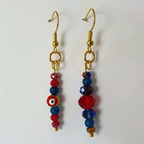 Handmade earrings with beads and evil eye new
