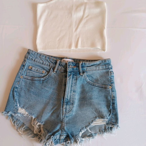 Zara high-waisted shorts like new, blue, size S