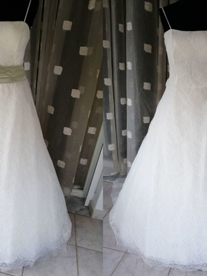Wedding dress used, full lace, with 3 belts, white, size XL