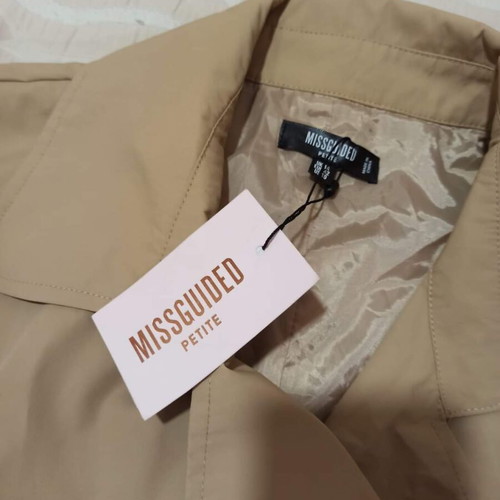 Oversized beige gabardine coat new, size XL, Missguided