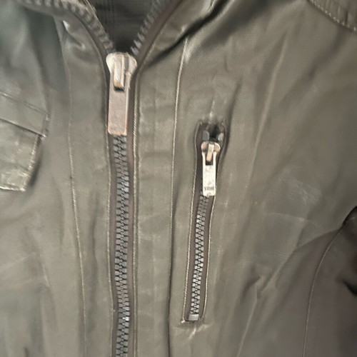 Men's jacket large used with abrasions, grey and brown