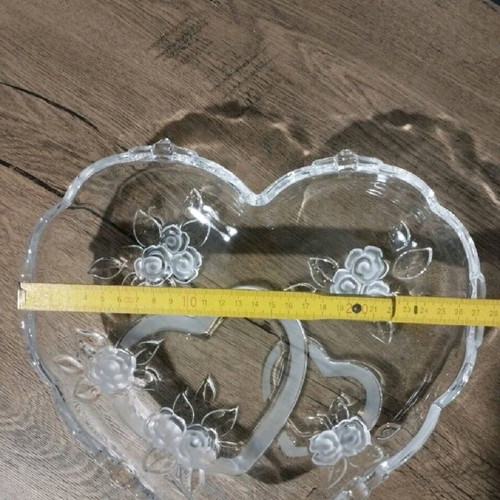 Crystal heart-shaped fondue pot like new