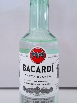 Bacardi collectible miniature sealed, plastic bottle