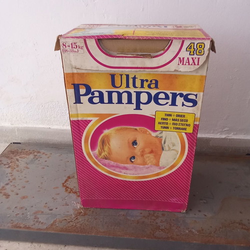 Collectible Pampers box used, red PASOK Koskotas 1980